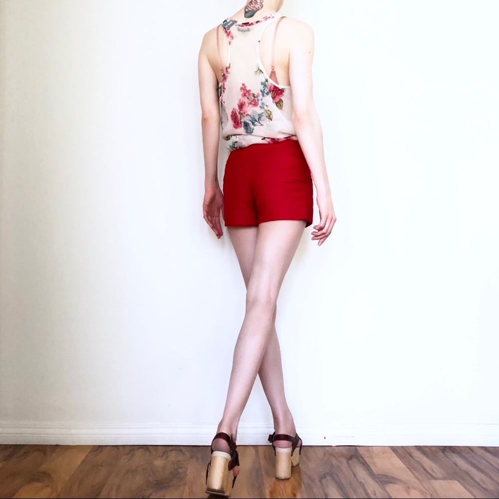 Red Geometric HIGH WAISTED PINUP Retro SHORTS - Picture 8 of 8